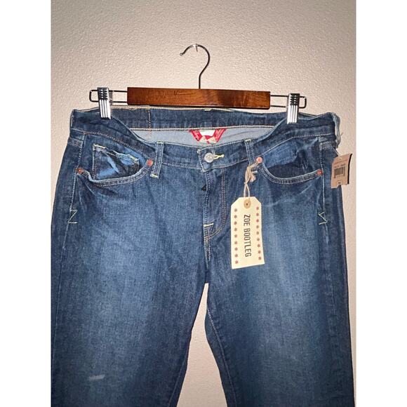 Lucky Brand Zoe Emo Artsy Y2K Bootleg Blue Low Rise Slim Fit Jeans Long - Picture 4 of 13